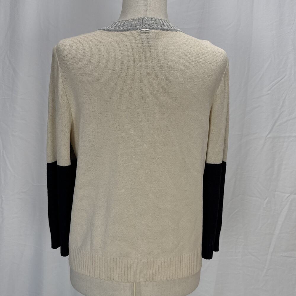 St John SoCa Womens Full Zip Colorblock Sweater Jacket Size M Wool 3/4 Sleeve - Picture 6 of 10